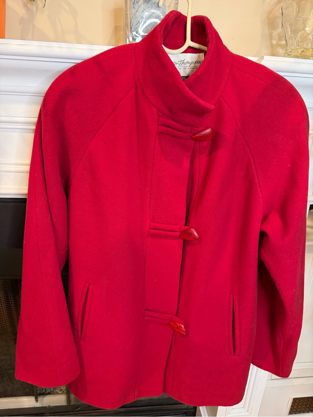 Norm Thompson Red Wool Toggle Peacoat